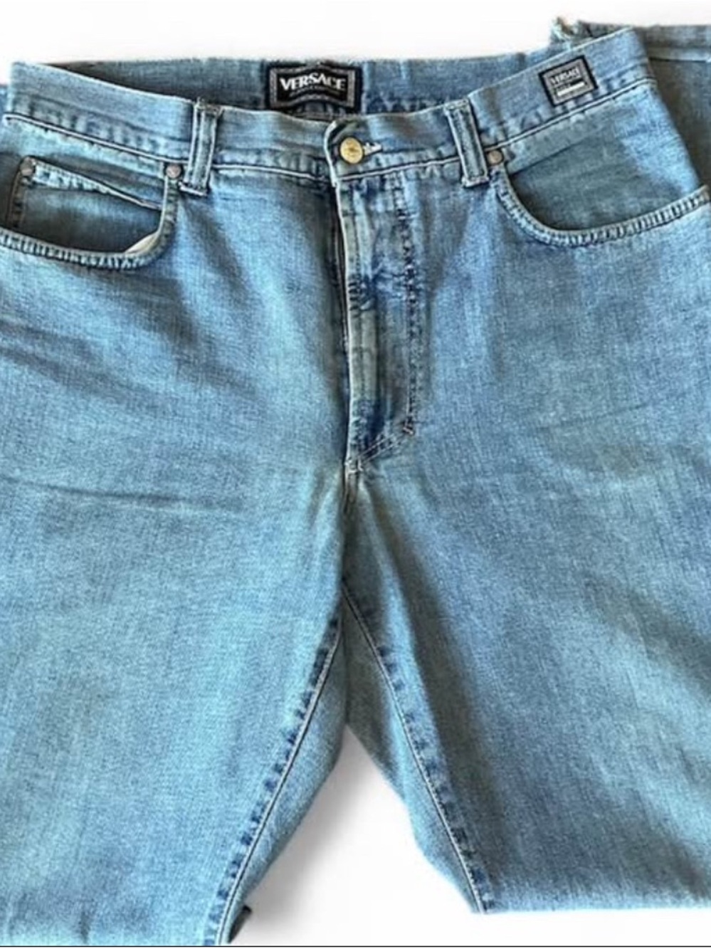 Versace Men’s Light Wash Blue Relaxed Jeans